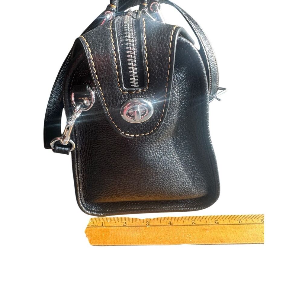COACH Millie Black Silver Logo Leather Satchel Crossbody Shoulder Bag $550 - Picture 6 of 14